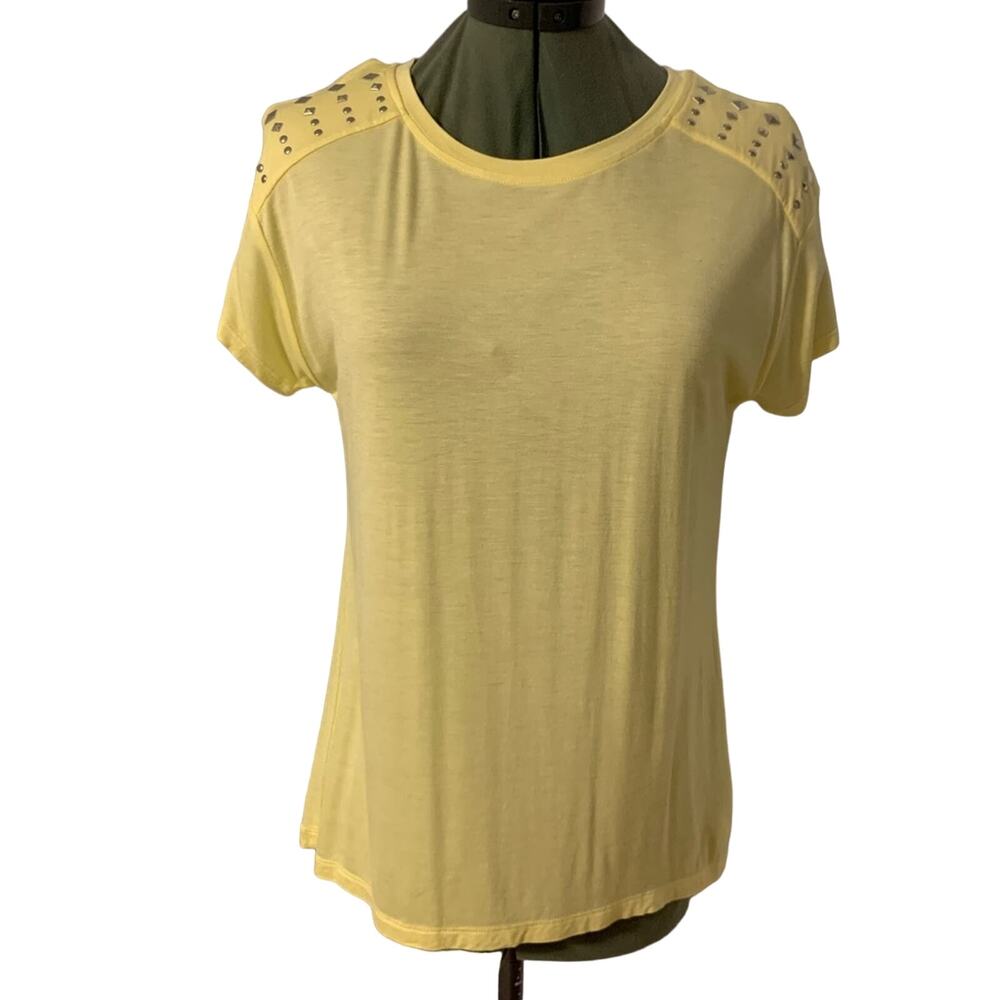 Forever 21 Embellished Short Sleeve Top Yellow Medium NEW